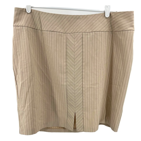 Lane Bryant 20 plus pinstripe neutral mini skirt tan black office casual - Picture 1 of 6